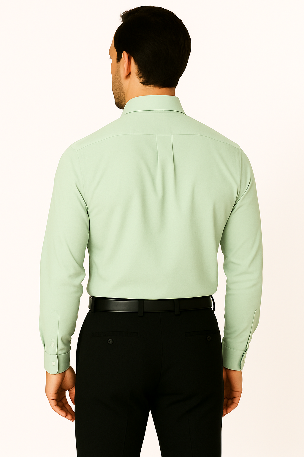 Men's Pastel Green Formal Shirt – Slim Fit Cotton Blend
