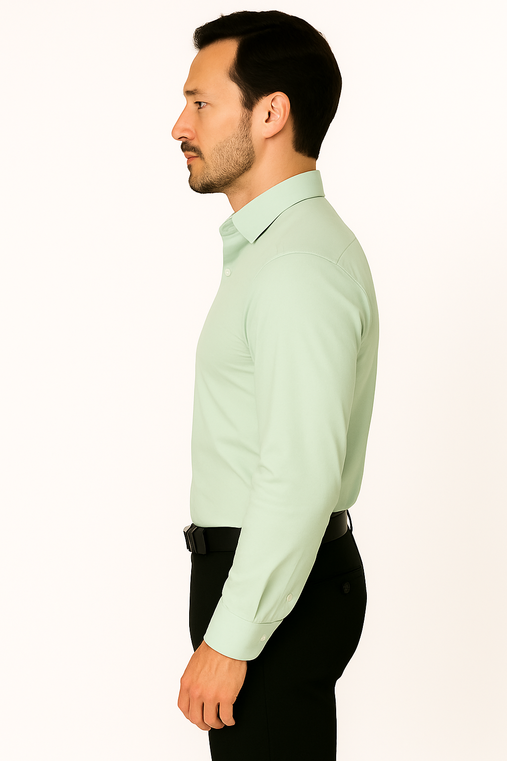 Men's Pastel Green Formal Shirt – Slim Fit Cotton Blend