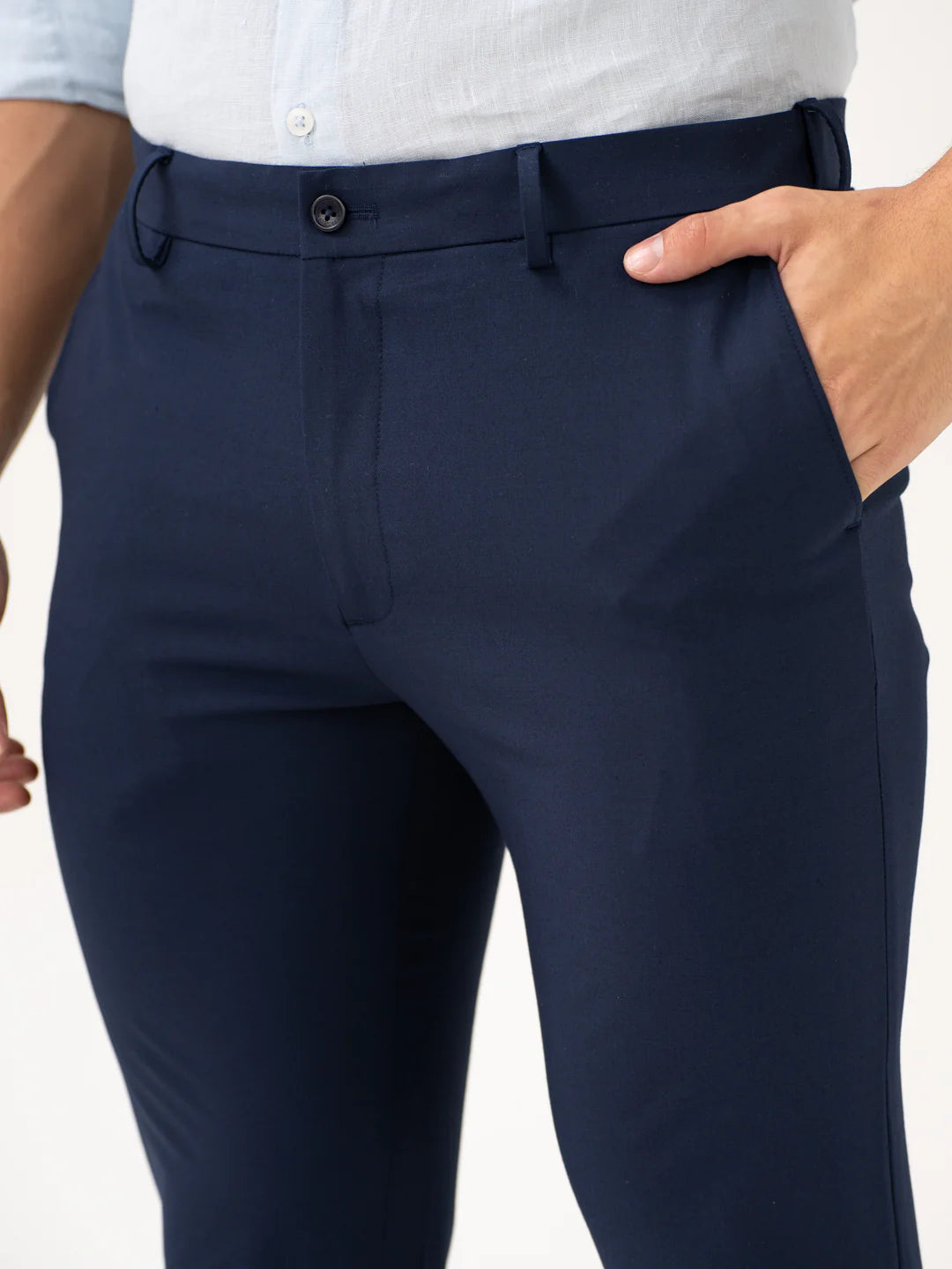 Navy Blue Slim Fit Stretch Formal Pants