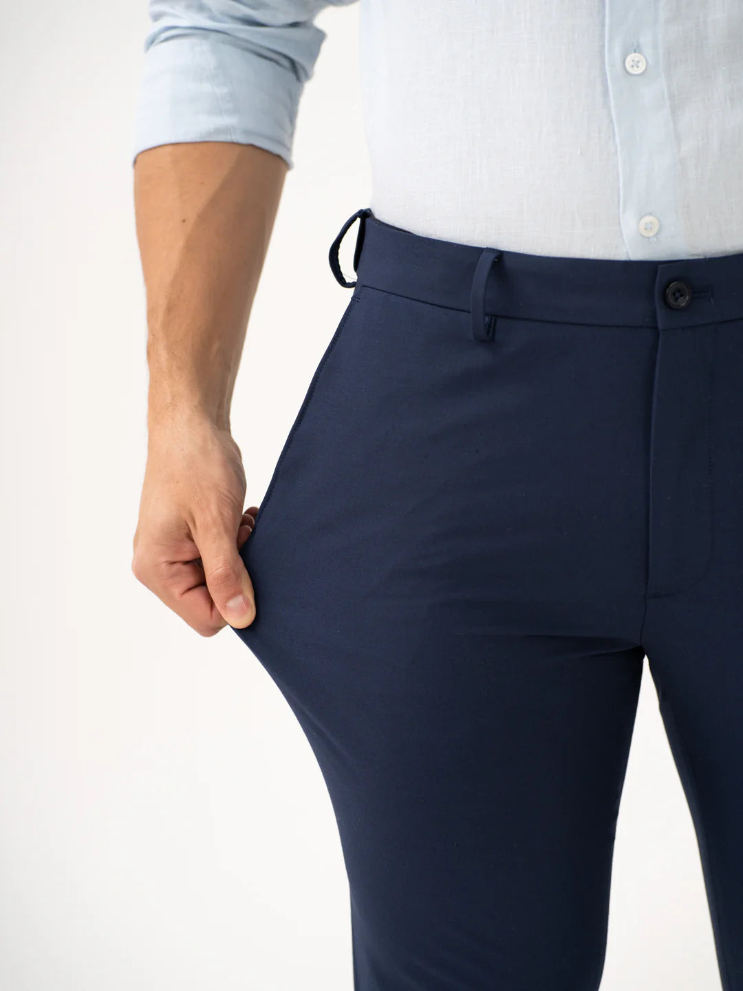 Navy Blue Slim Fit Stretch Formal Pants