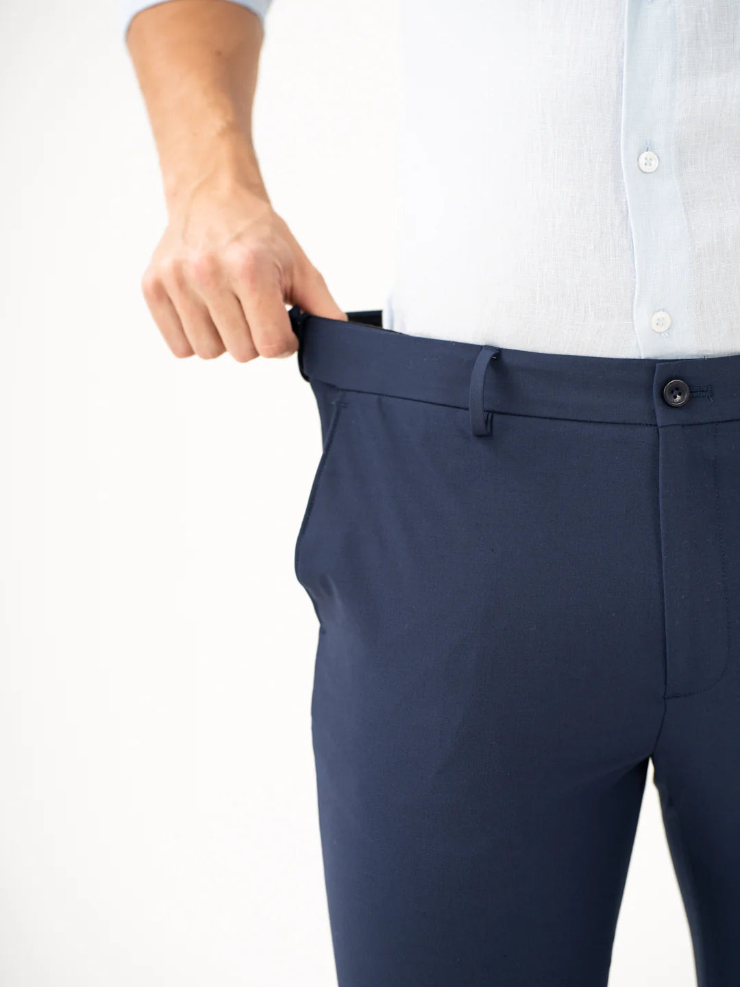 Navy Blue Slim Fit Stretch Formal Pants
