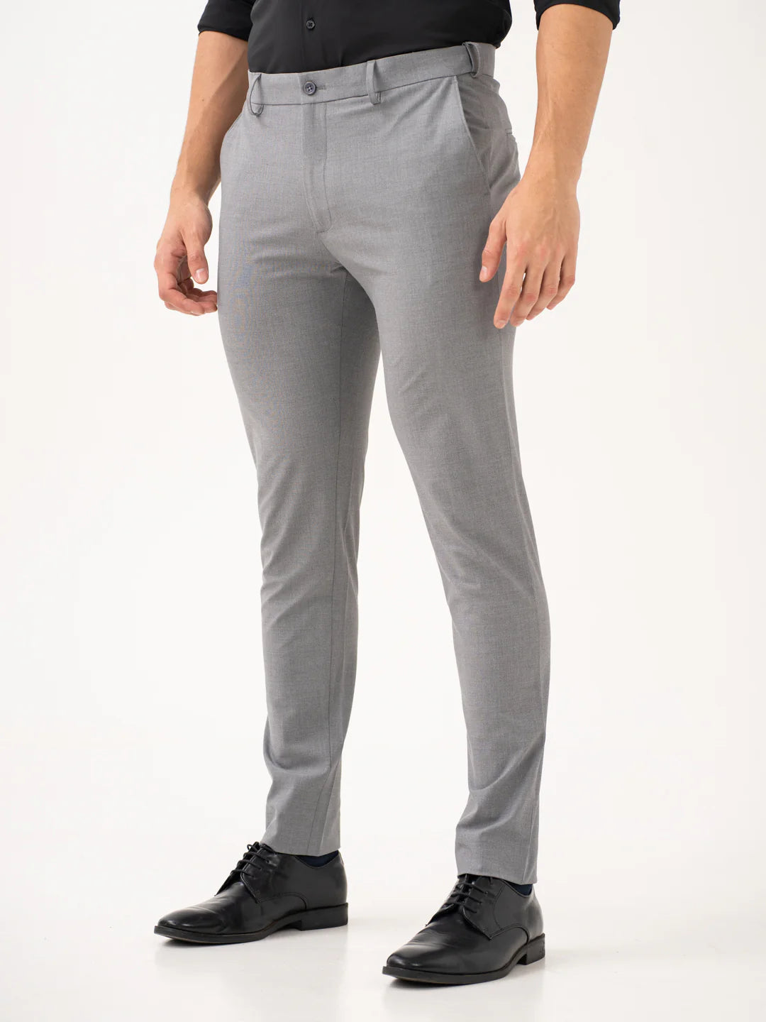 Effortless Grey Slim Fit Stretch Formal Pants