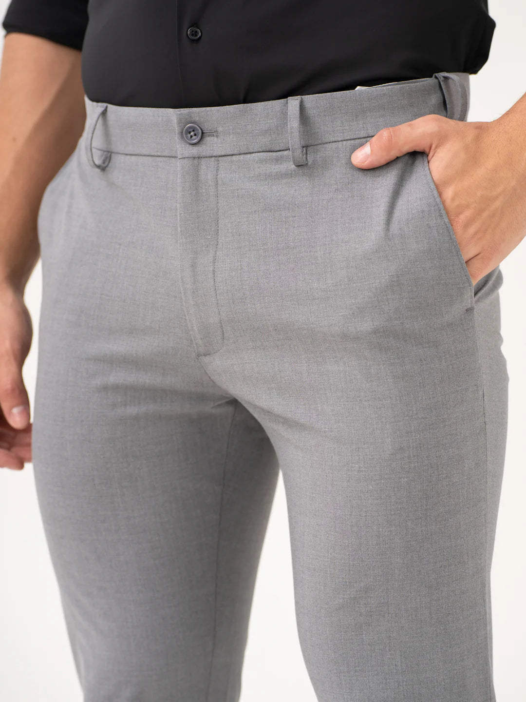 Effortless Grey Slim Fit Stretch Formal Pants