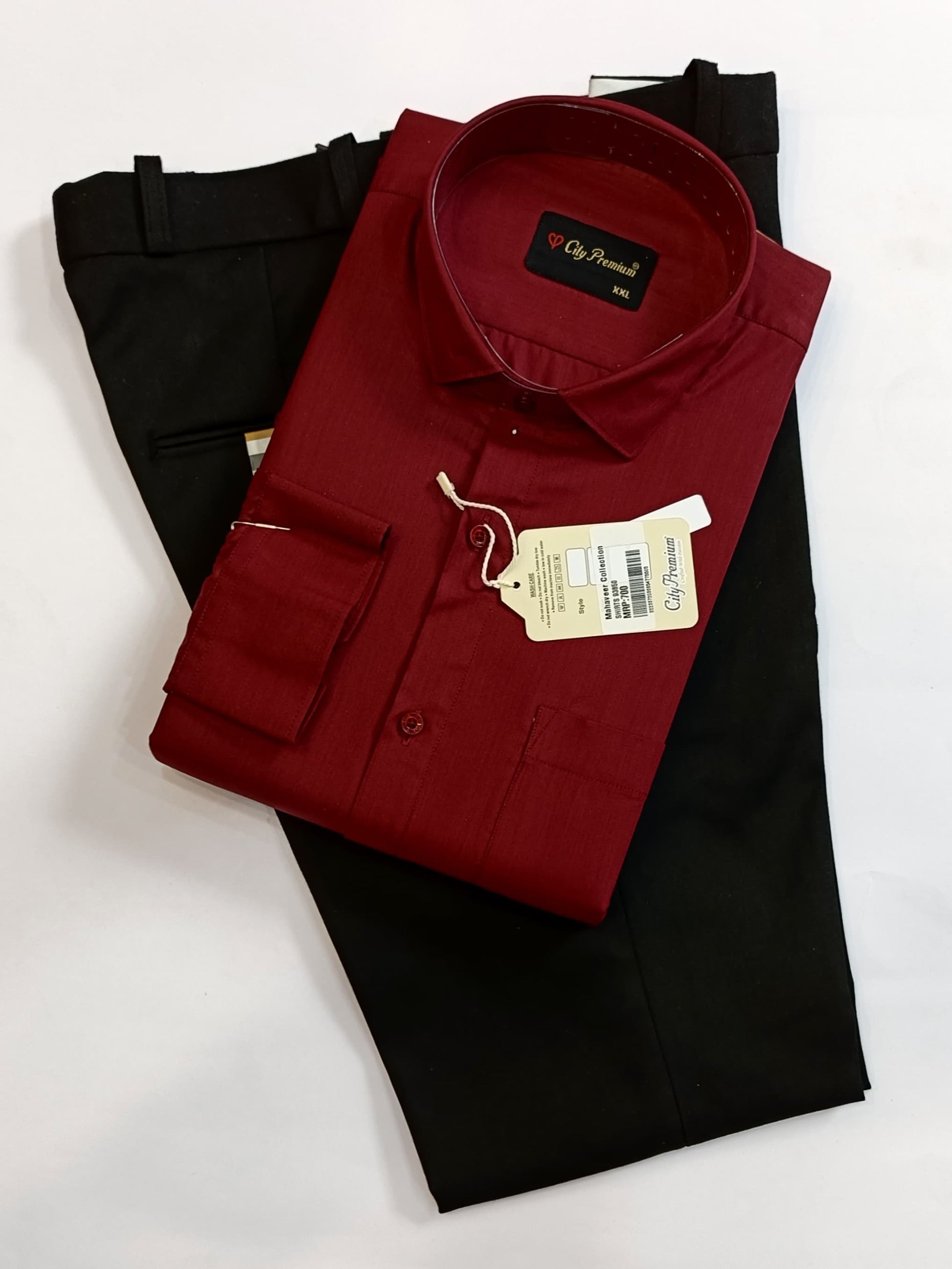 Maroon Formal Shirt with Black Formal Pant Combo