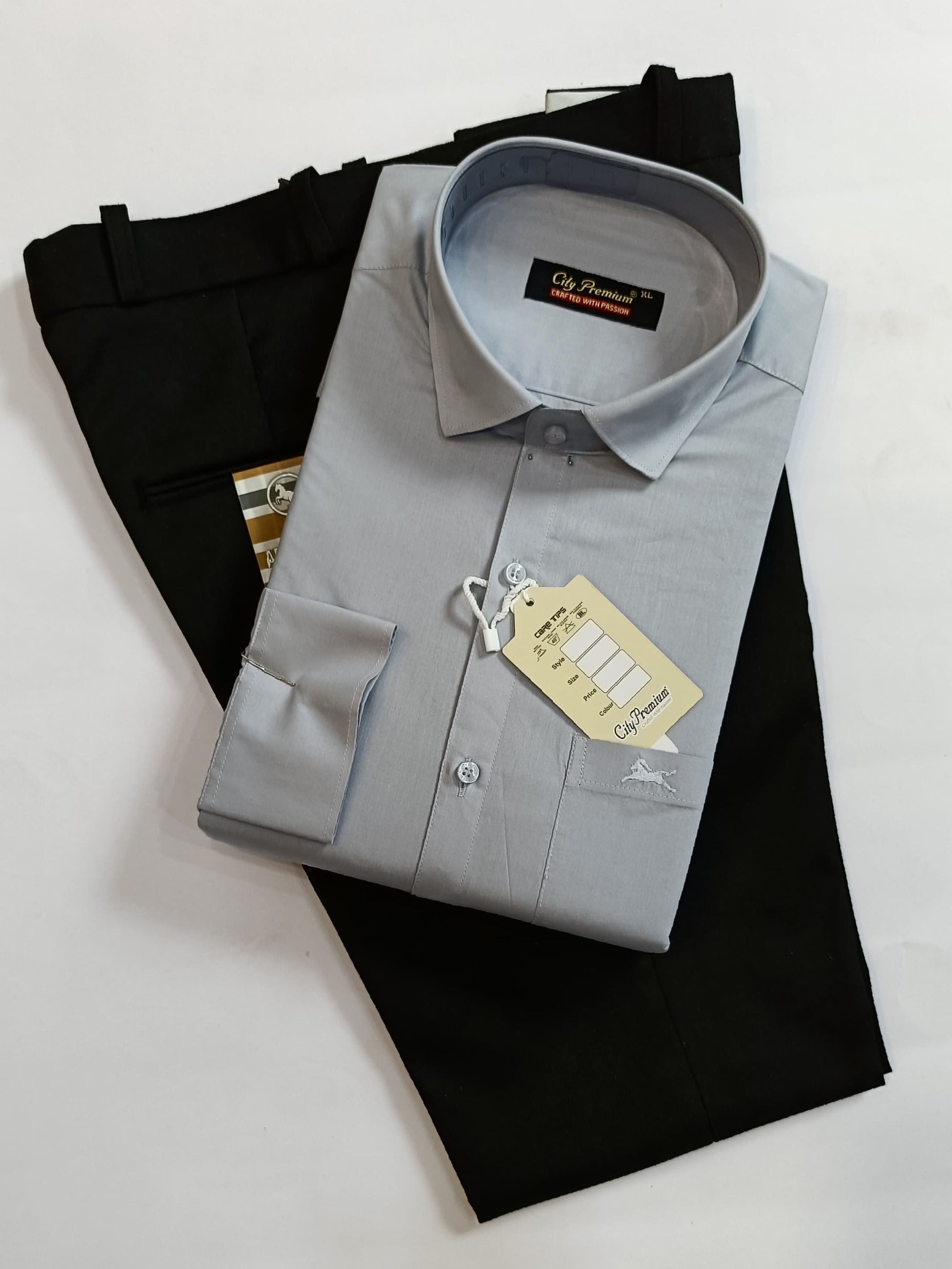 Light Grey Formal Shirt with Black Formal Pant Combo