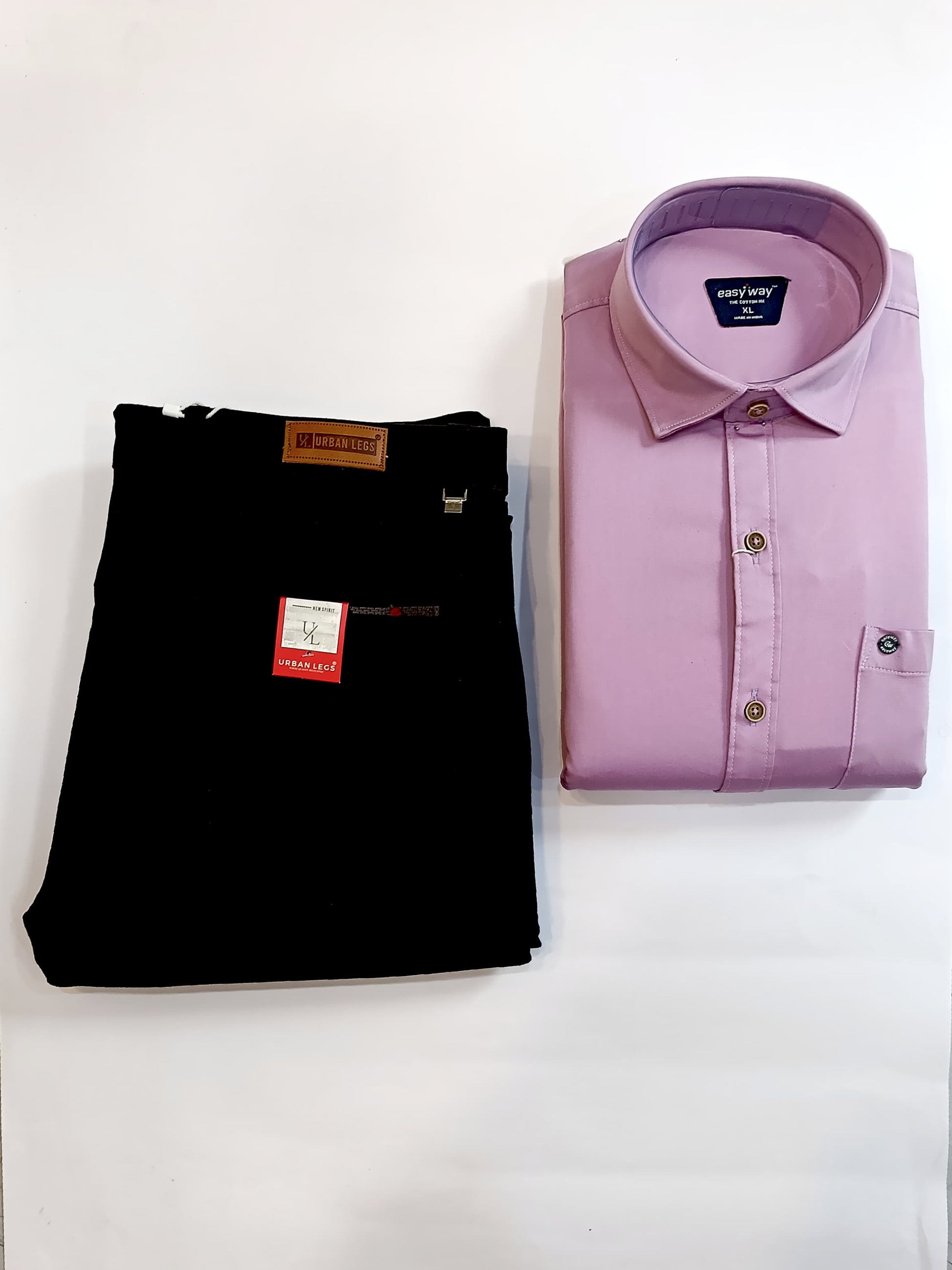 Men's Formal Combo – Lavender Shirt & Classic Black Trousers