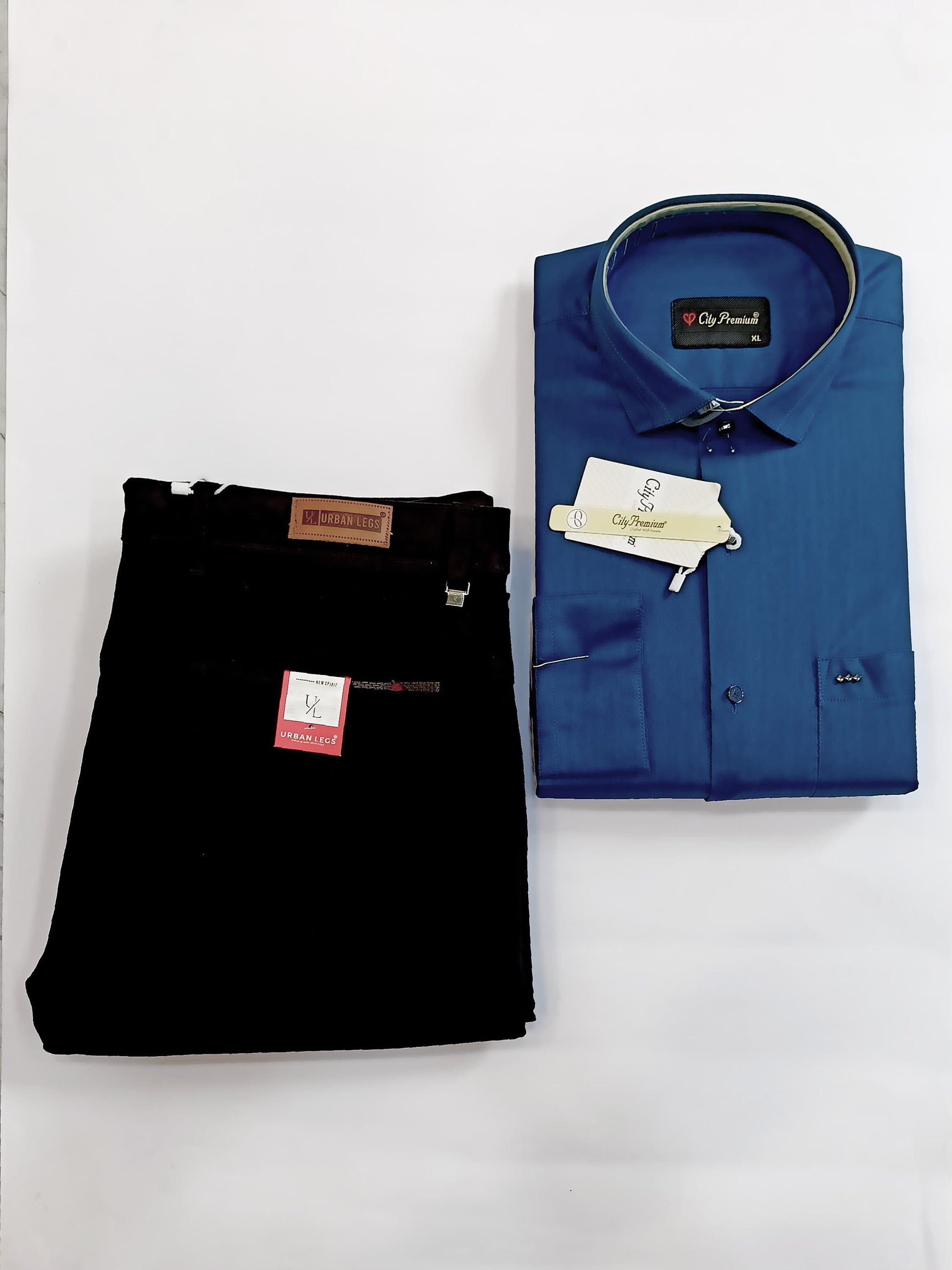 Men's Formal Combo – Royal Blue Shirt & Black Trousers Set