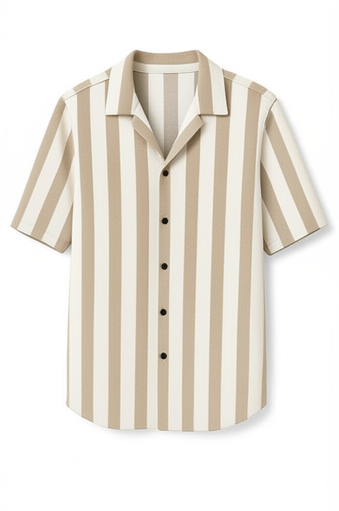 Men's Striped Camp Collar Shirt